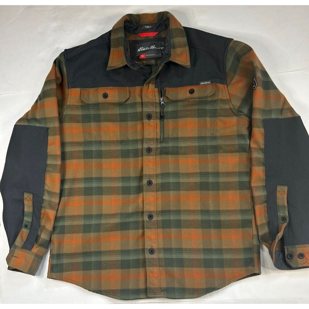 Eddie Bauer Mountain Ops Flannel Shirt Jacket Mens Large Plaid Workwear Shacket